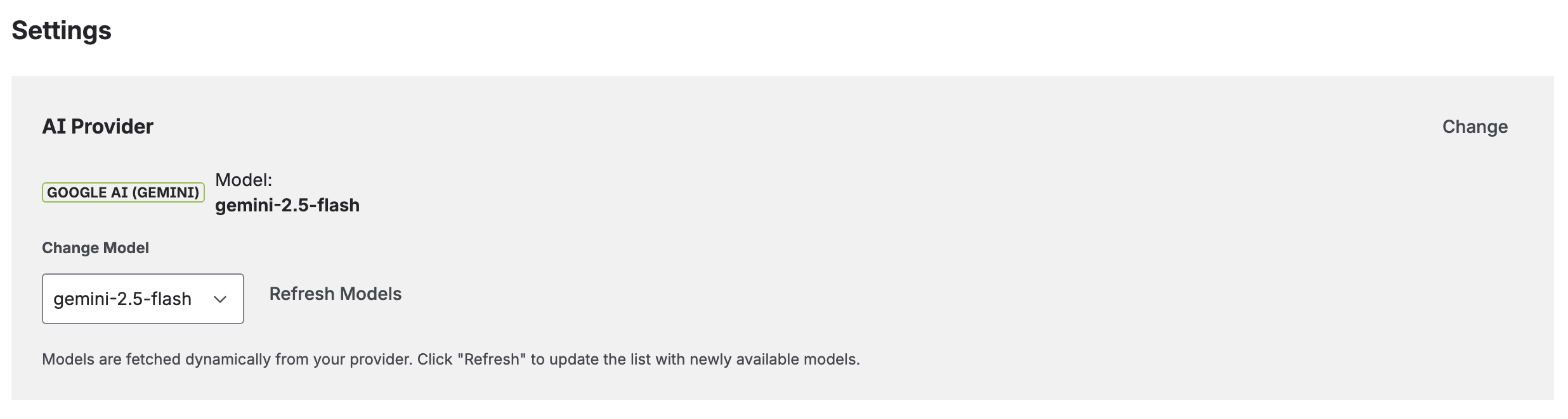AI Provider Configuration