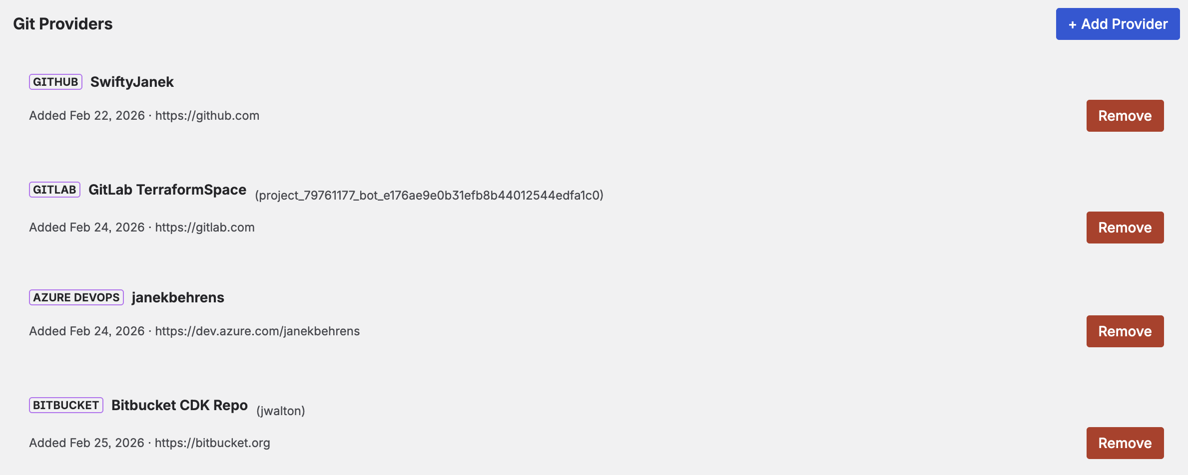 Git Provider Configuration